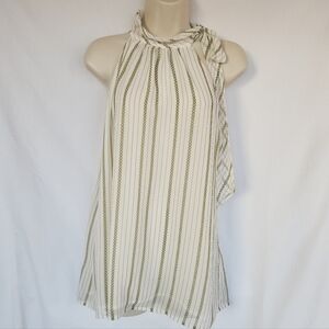 Banana Republic Ivory Chain Stripe Sleeveless Top | Medium | Coastal Chic